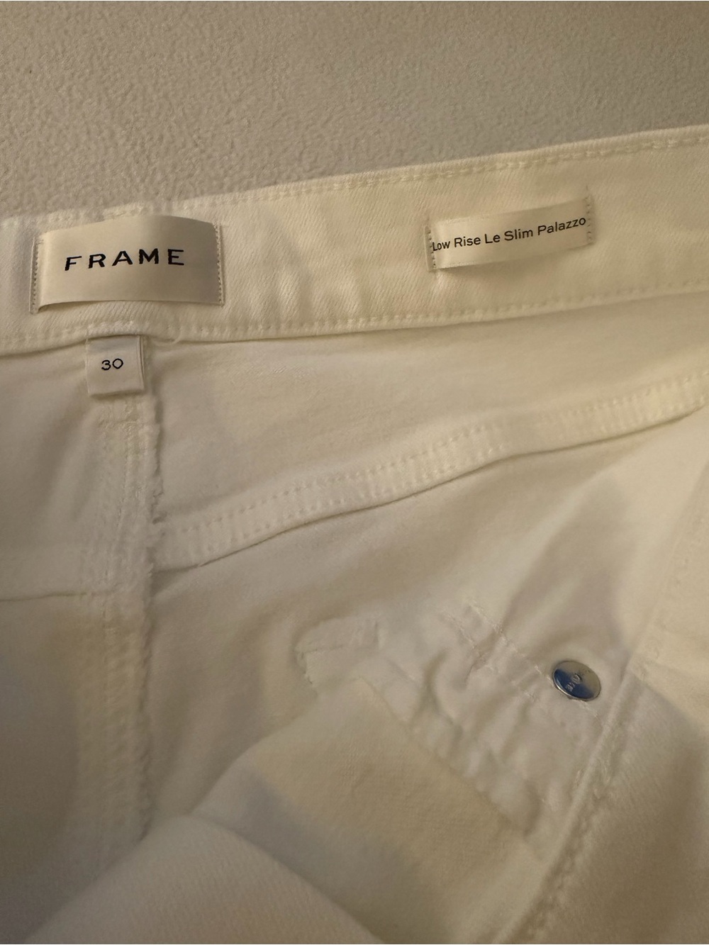 FRAME Low Rise Le Slim Palazzo Wide Leg Jeans White Size 30 NWT - Picture 8 of 9